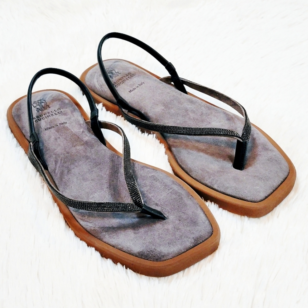 Brunello Cucinelli Suede Sandals SZ 39
